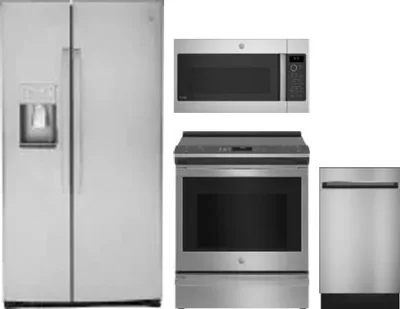 4 Piece Package Includes Refrigerator, Range, Microwave And Dishwasher